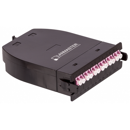 MPO кассета OM4, 12xLC, тип B, низкие потери, черная